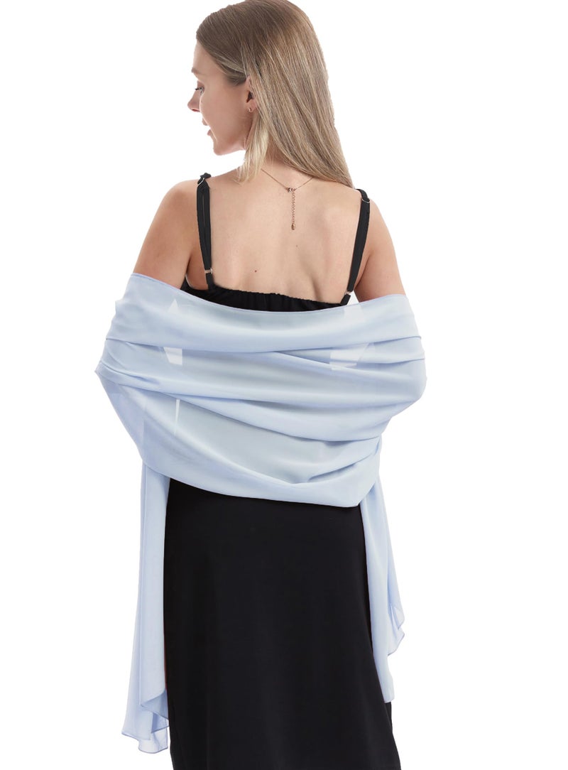 Hotshawl Chiffon Shawls and Wraps for Evening Dresses Women Elegant Soft Scarf Bridal Scarve Wedding Stole (Light Blue, One Size) - Image 2